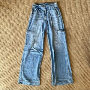 American Eagle dreamy drape denim cargo jeans